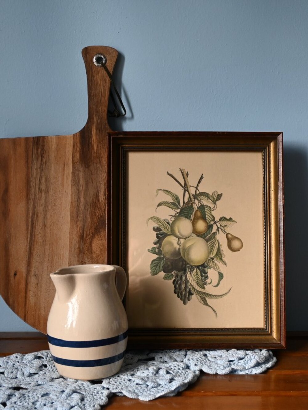 VTG Antique Framed Fruit Print Lithograph Retro Wall Art